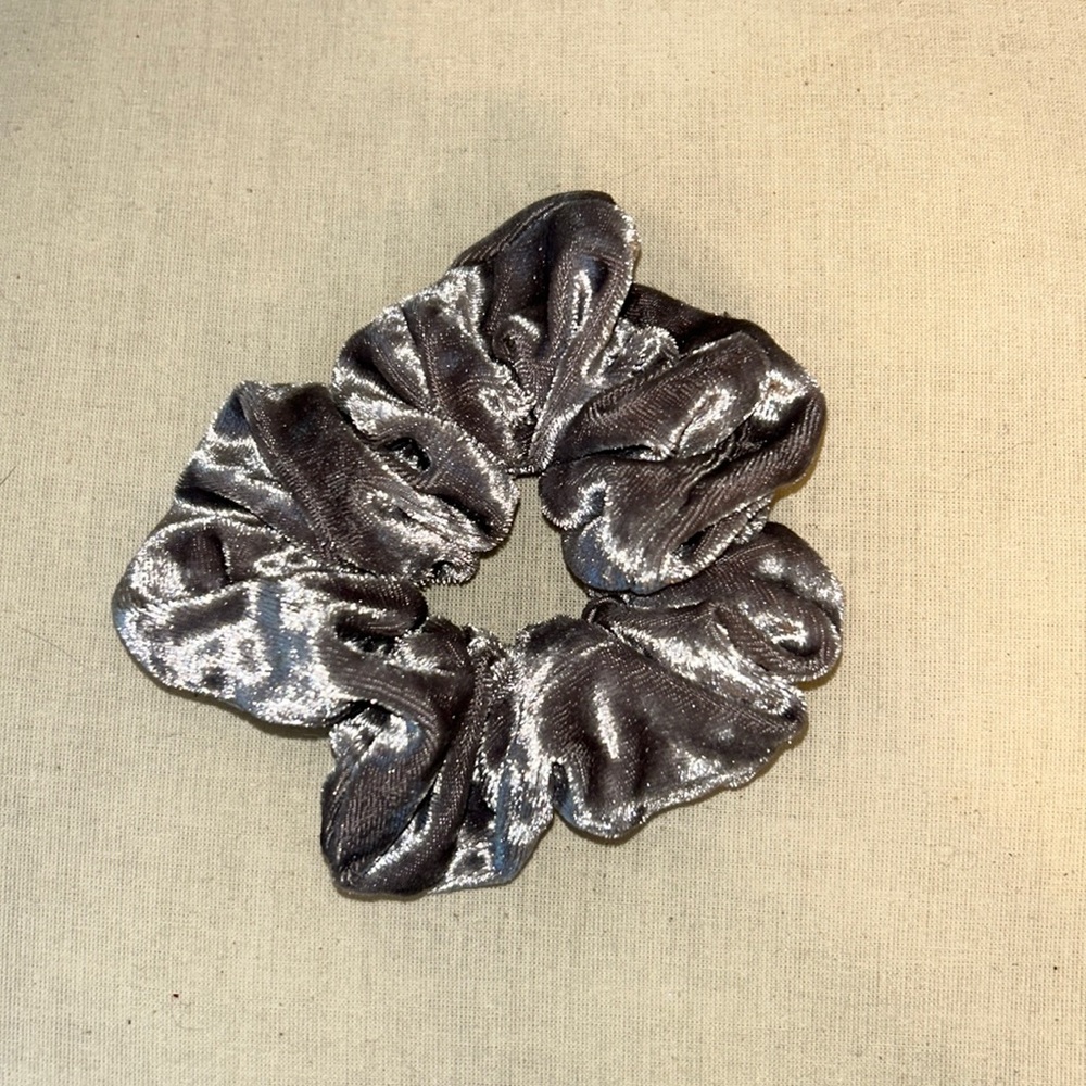 silver gray large velvet scrunchie from claire’s